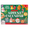 Crazy Fun Mini Taba Advent Calendar toy set in its green retail box, featuring cute holiday-themed squishy and sticky characters like Santa, a gingerbread man, a Christmas tree, and ornaments.