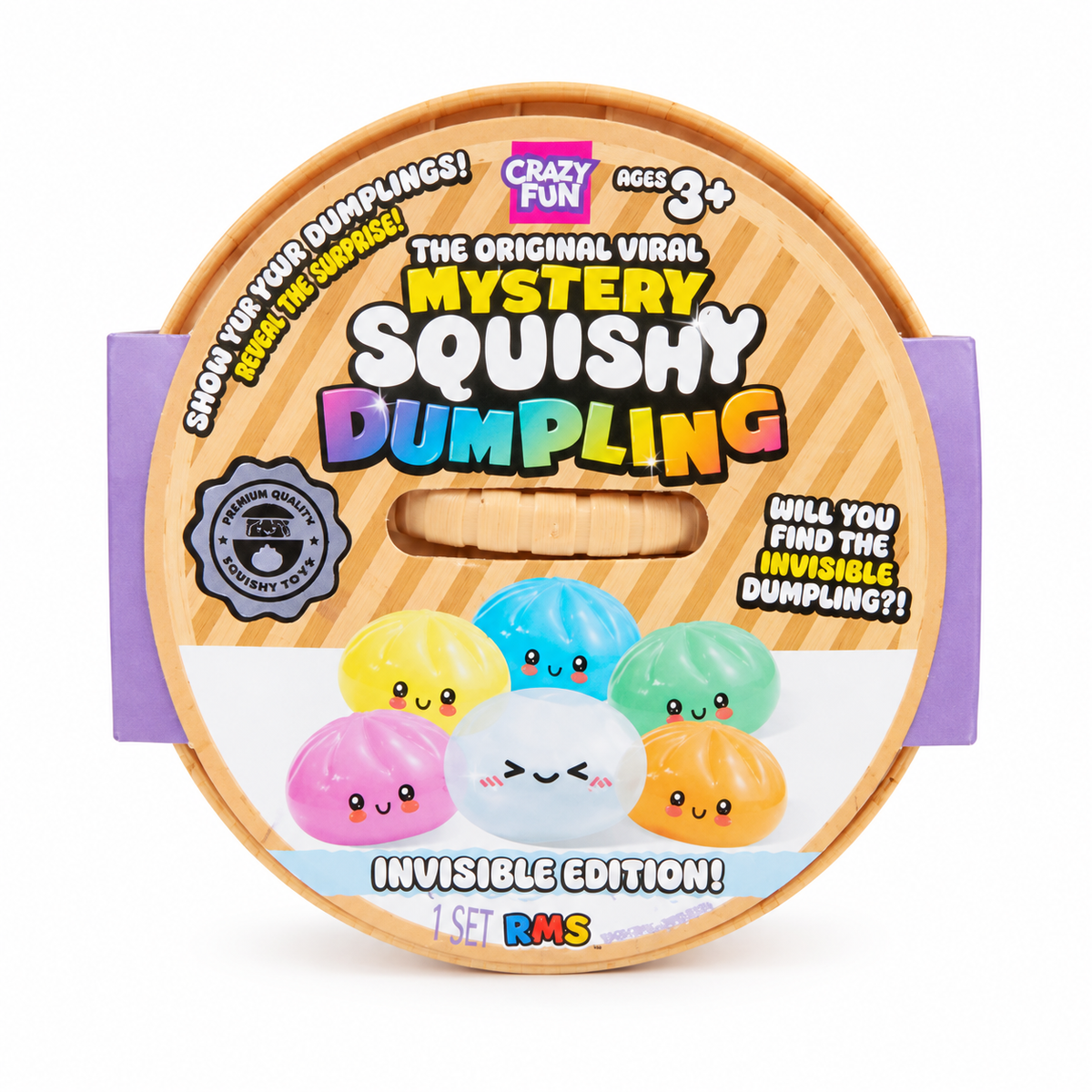 RMS Crazy Fun® Squishy Bun Mystery Dumpling — Invisible Edition Blind Box (Sugar Filled)
