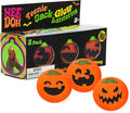 Schylling NeeDoh Needohween Teenie Jack Glow Lantern - Glow in The Dark Pumpkin Faces 3 Pack