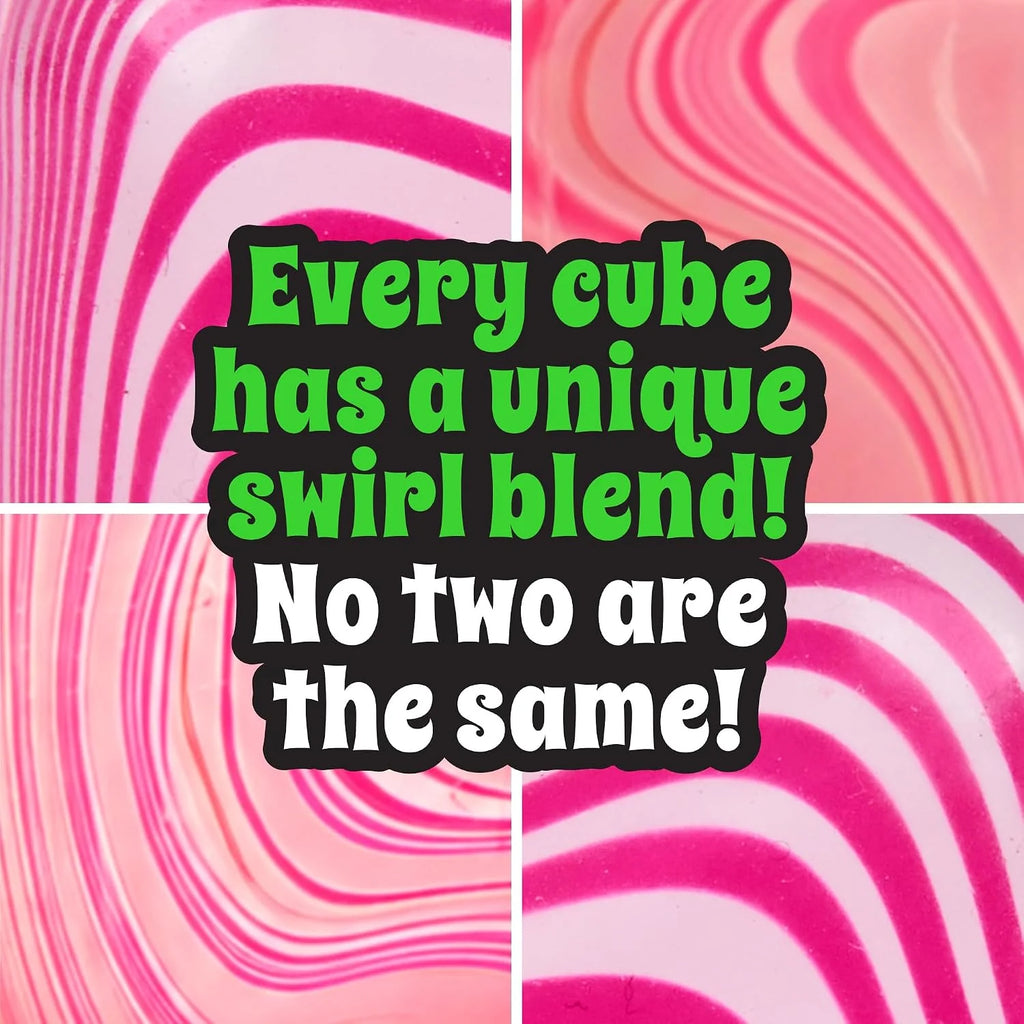 Close-up of NeeDoh Candy Swirl Nice Cube marbled color design