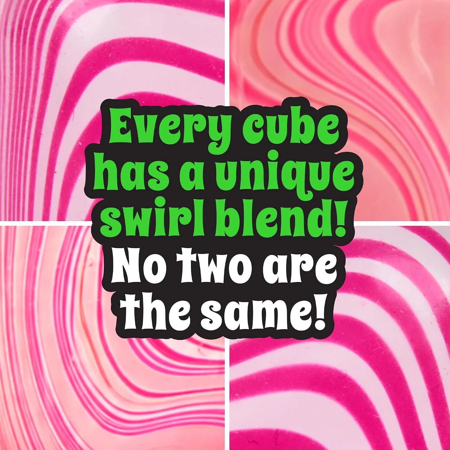 Close-up of NeeDoh Candy Swirl Nice Cube marbled color design