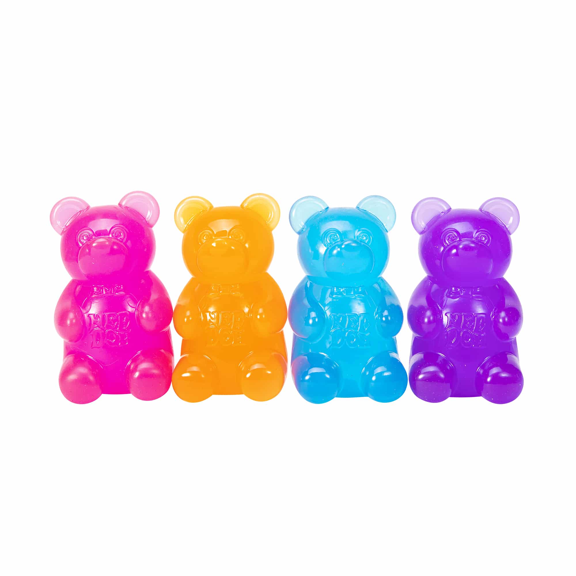 Assorted blue pink purple and orange NeeDoh Gummy Bear squishies