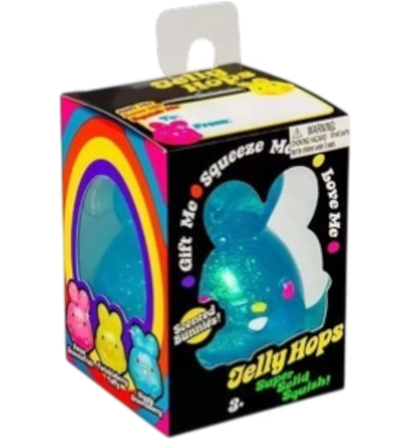 Blue NeeDoh Jelly Hops sparkly bunny fidget toy with blue raspberry scent