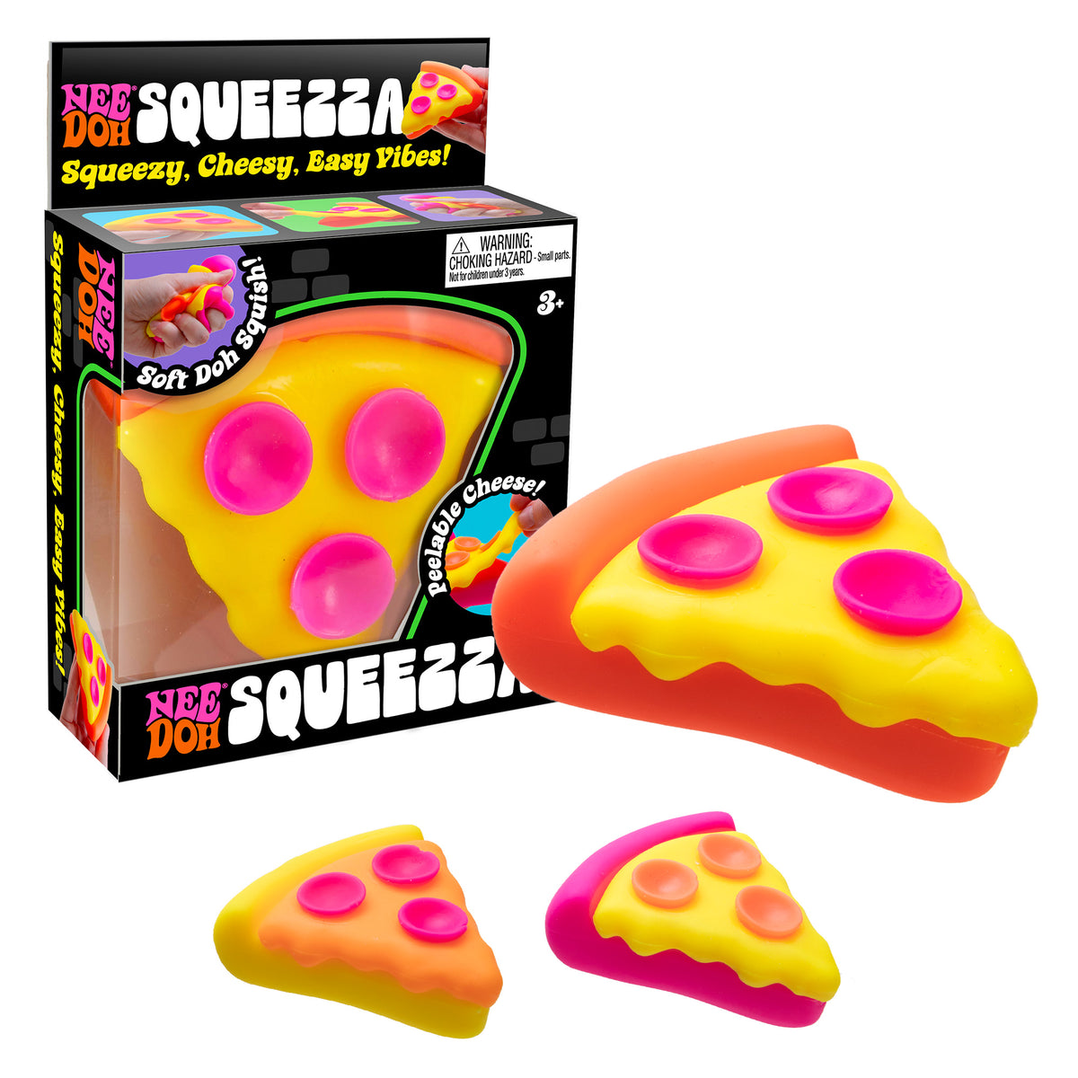 New Schylling NeeDoh Squeezza Pizza squishy sensory toy in original retail packaging