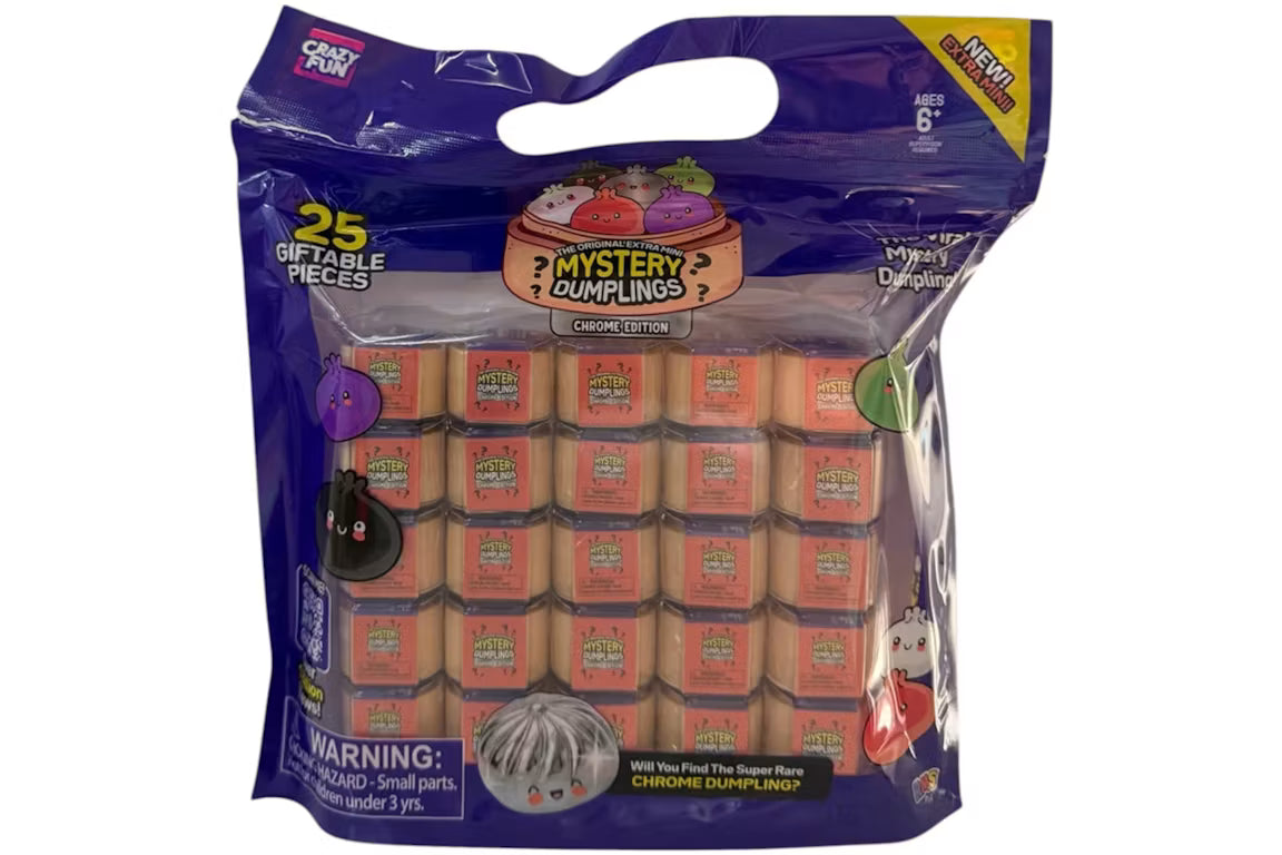 RMS Crazy Fun®  Extra Mini Mystery Squishy Dumpling — Chrome Edition Blind Box (25 pack)