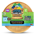 The Original Viral Mystery Dumpling Capybara Edition by RMS and Crazy Fun, featuring a round beige plastic container with a colorful green and blue label, shown on a white background.