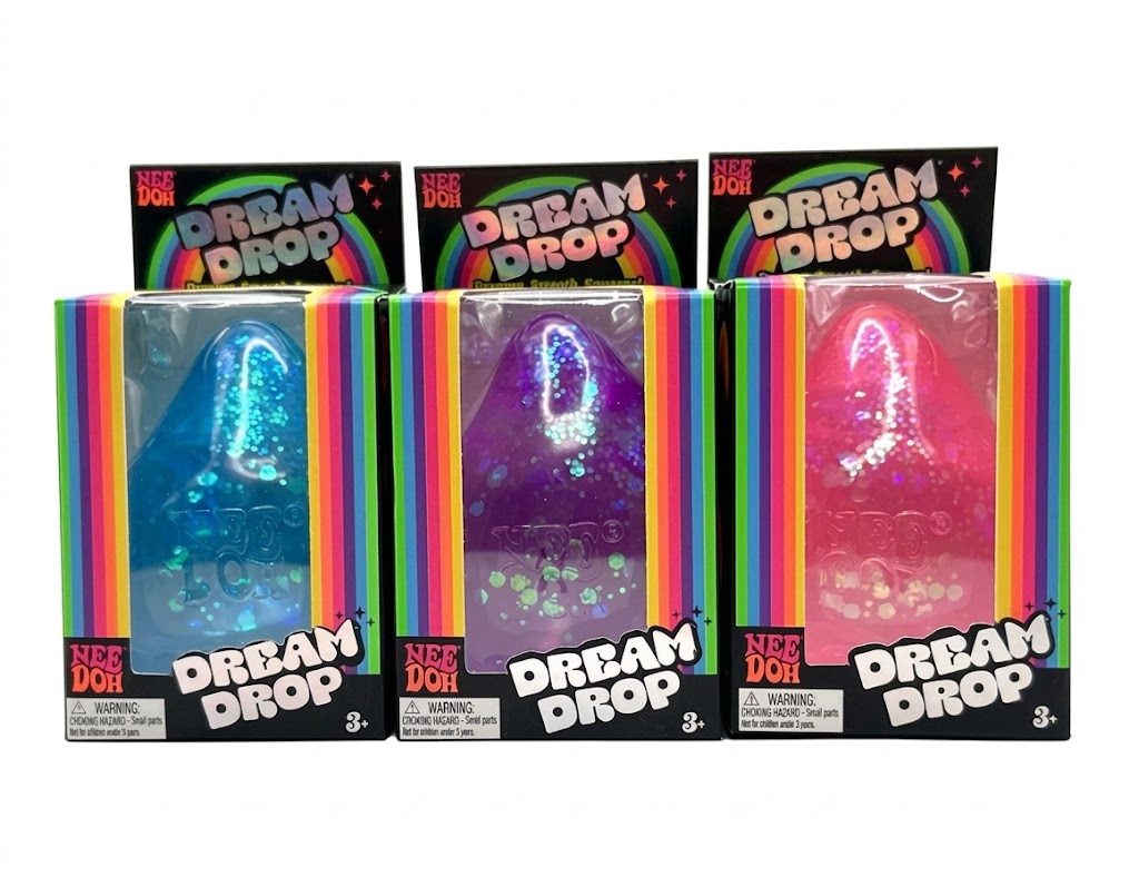 Schylling NeeDoh® Dream Drop Sparkle Sensory Fidget Toy — Complete 3-Color Set