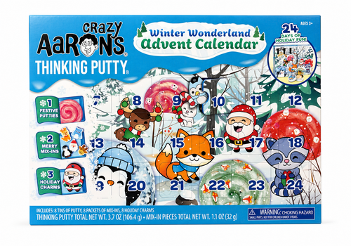 Crazy Aaron’s Thinking Putty Winter Wonderland Advent Calendar with 24 holiday surprise doors and festive winter animal artwork