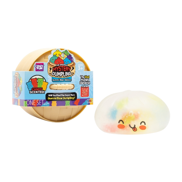 Close-up of Gummi Bear Edition candy scented mystery dumpling packaging