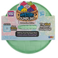 The Original Viral Mystery Dumpling Celebration Edition by Crazy Fun, packaged in a round green plastic container with a colorful cardboard insert card.